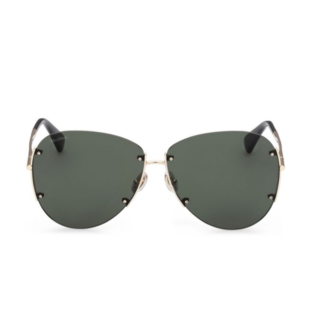 Max Mara 62mm Pilot Sunglasses Gold Green / Oversized Aviator / sold out